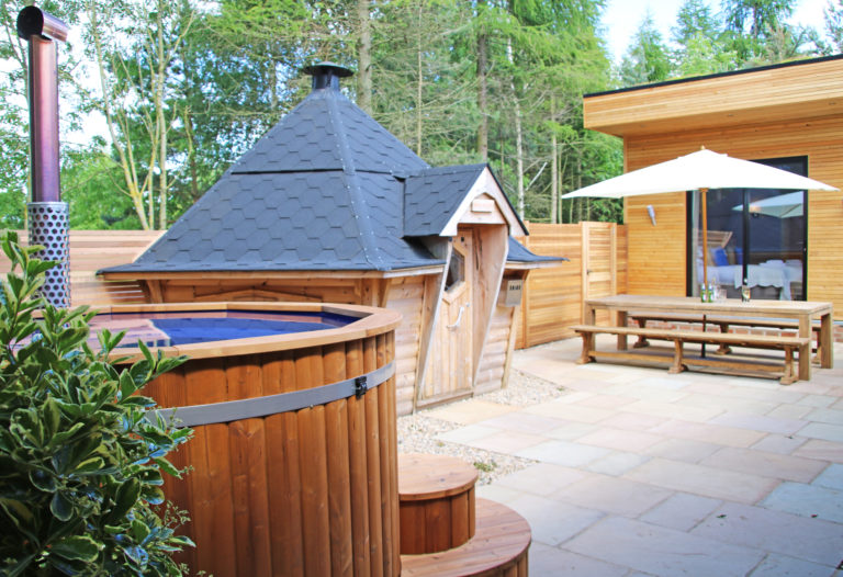 luxury lodge with hot tub