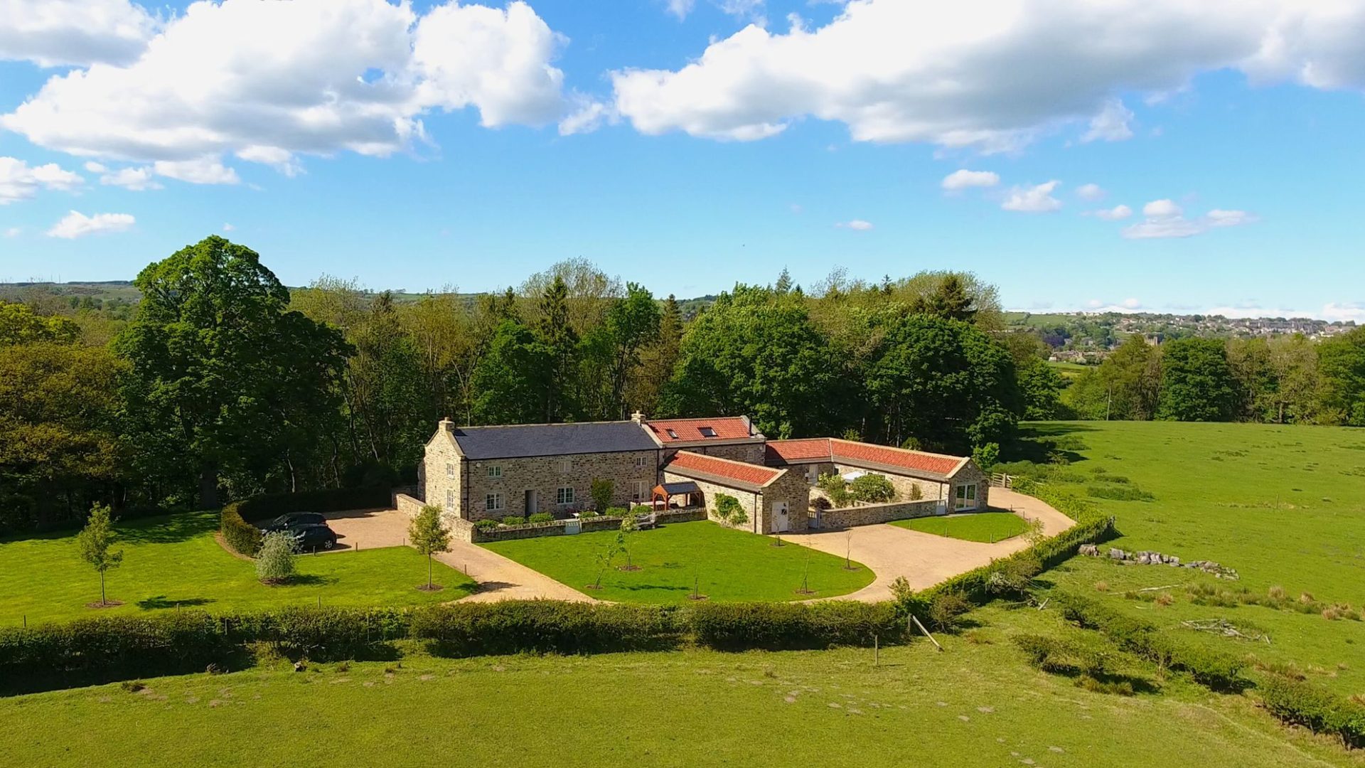 Aerial view of Holly House Farm in Richmond, North Yorkshire.