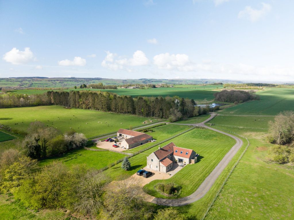 Aerial view of Lime Kiln holiday properties in North Yorkshire