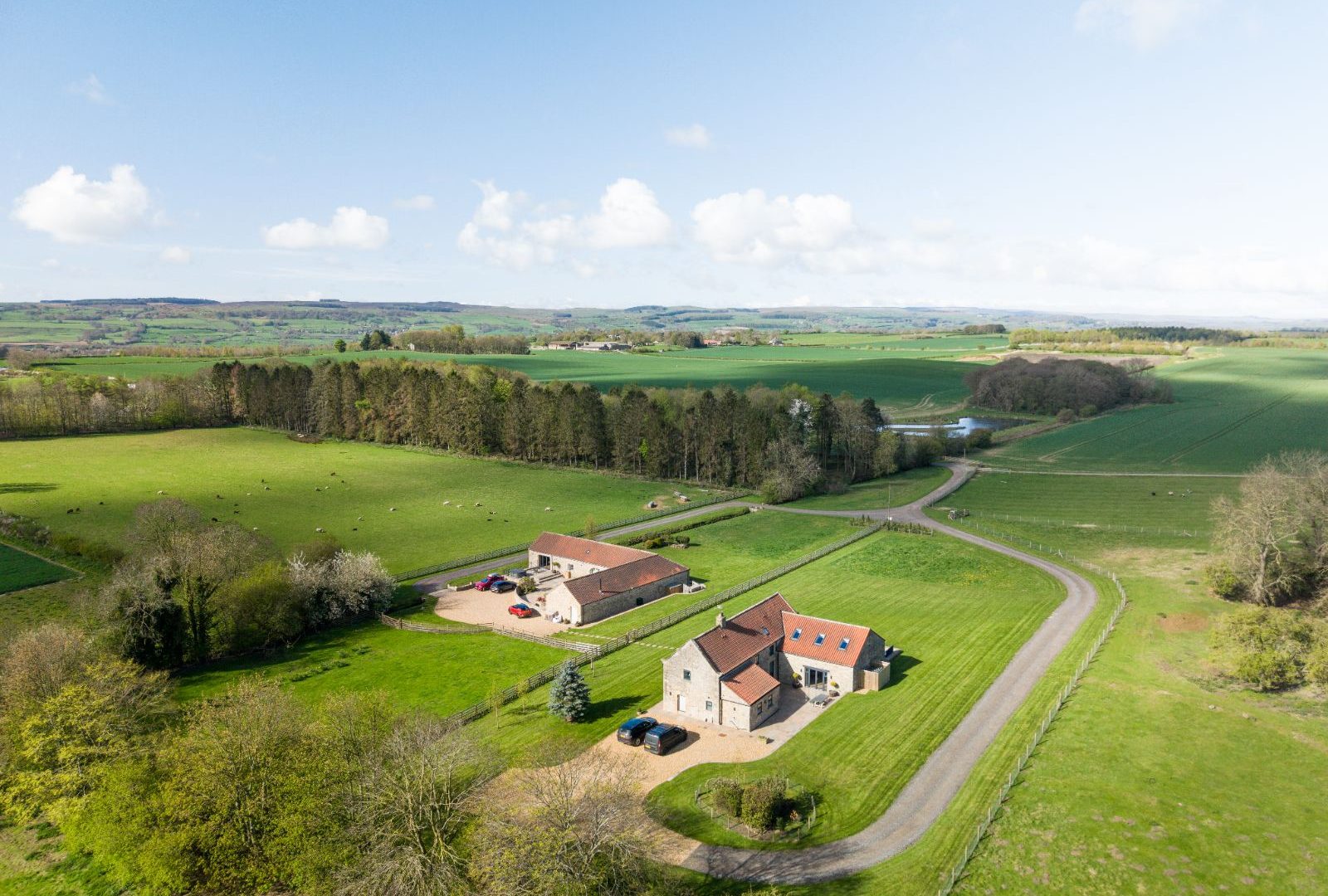 Aerial view of Lime Kiln holiday properties in North Yorkshire