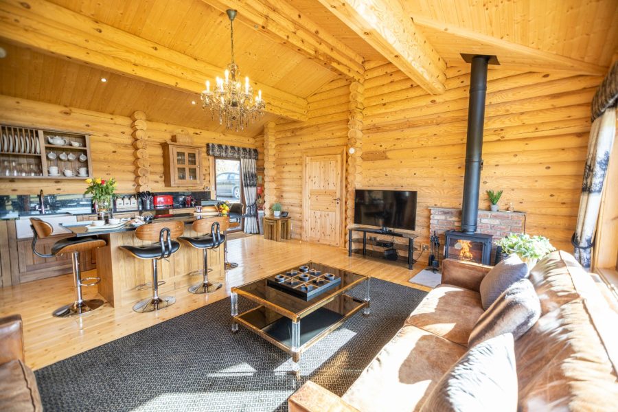 Lodge with hot tub
