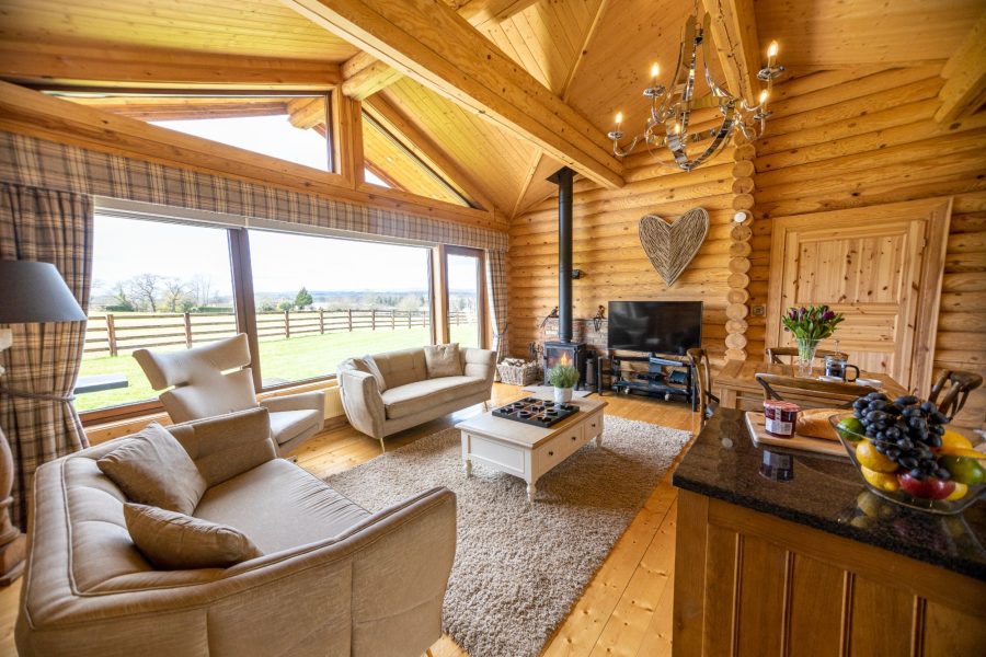 Lodge with hot tub