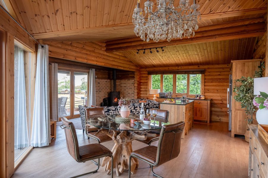 luxury log cabin with hot tub