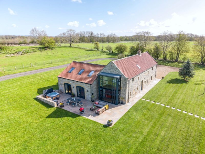 Aerial view of Dragonfly, a large luxury holiday home in North Yorkshire.