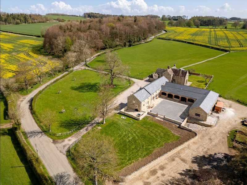 Aerial view of Hollins Farm in North Yorkshire.