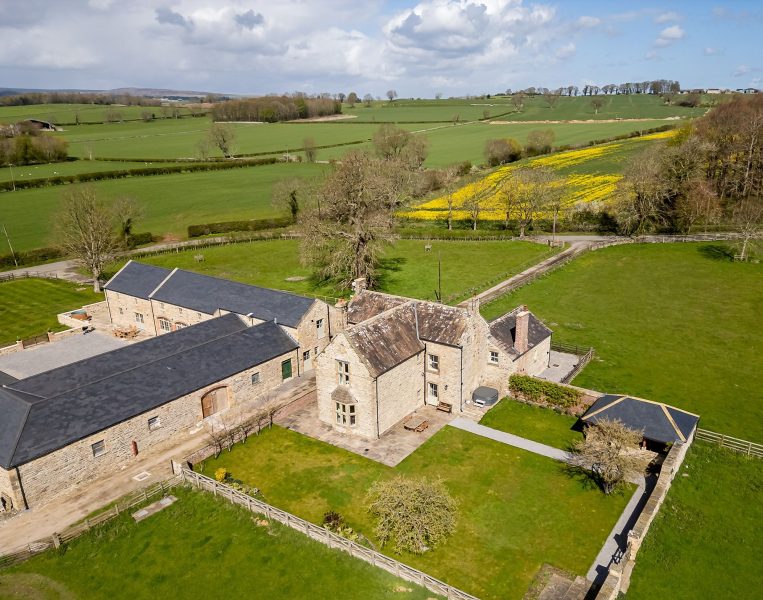 Aerial view of Hollins Farm in North Yorkshire.