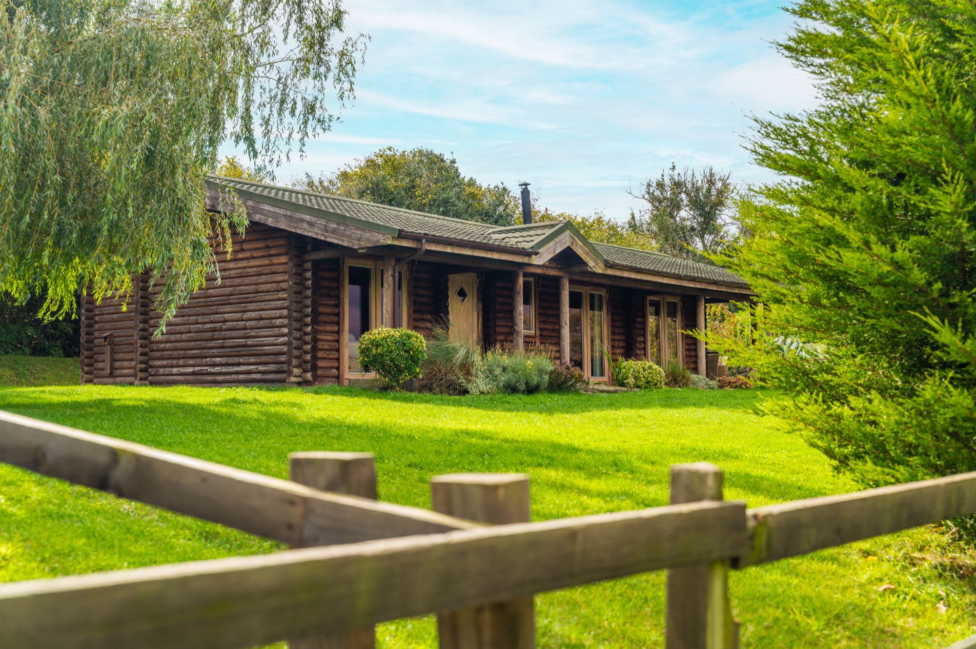 Exterior of Pivotal lodge at Sun Hill Lodges near Leyburn in North Yorkshire.