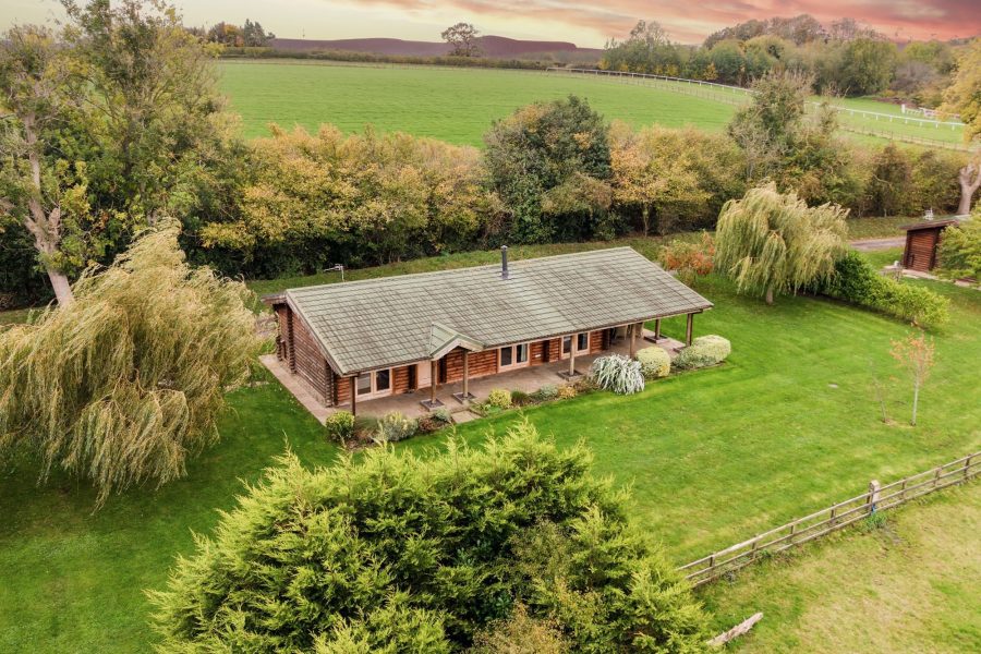 Aerial view of Pivotal lodge at Sun Hill Lodges in North Yorkshire.