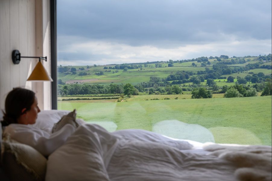 Luxury lodge accommodation in Elvar lodge in North Yorkshire with countryside views and stylish interiors.