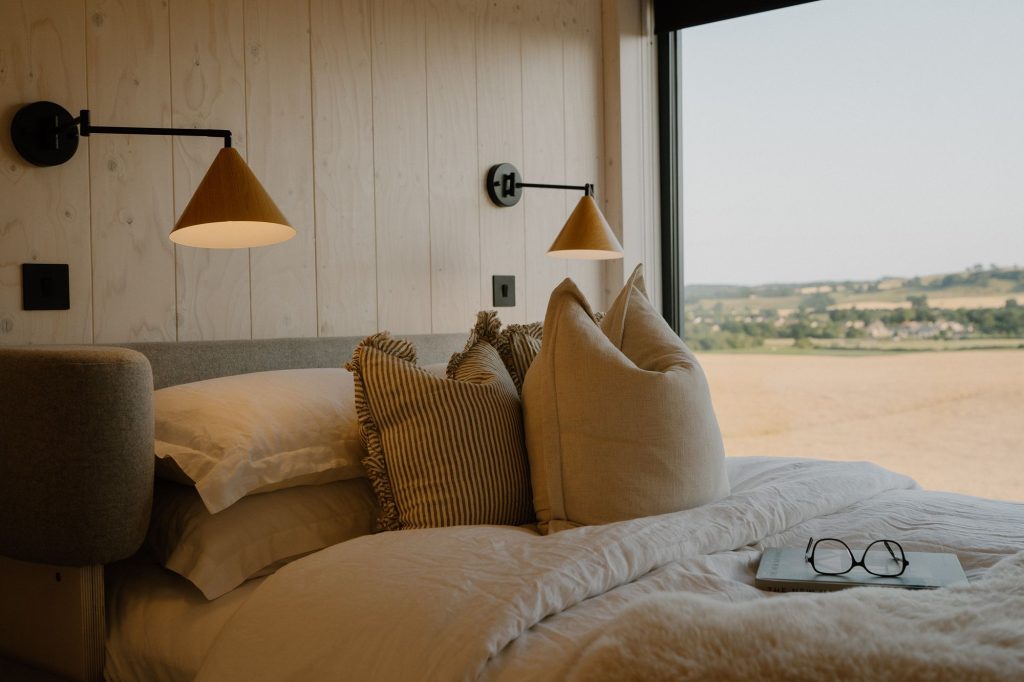 Interior of one-bed lodge at Greenbank Lodges in Yorkshire.