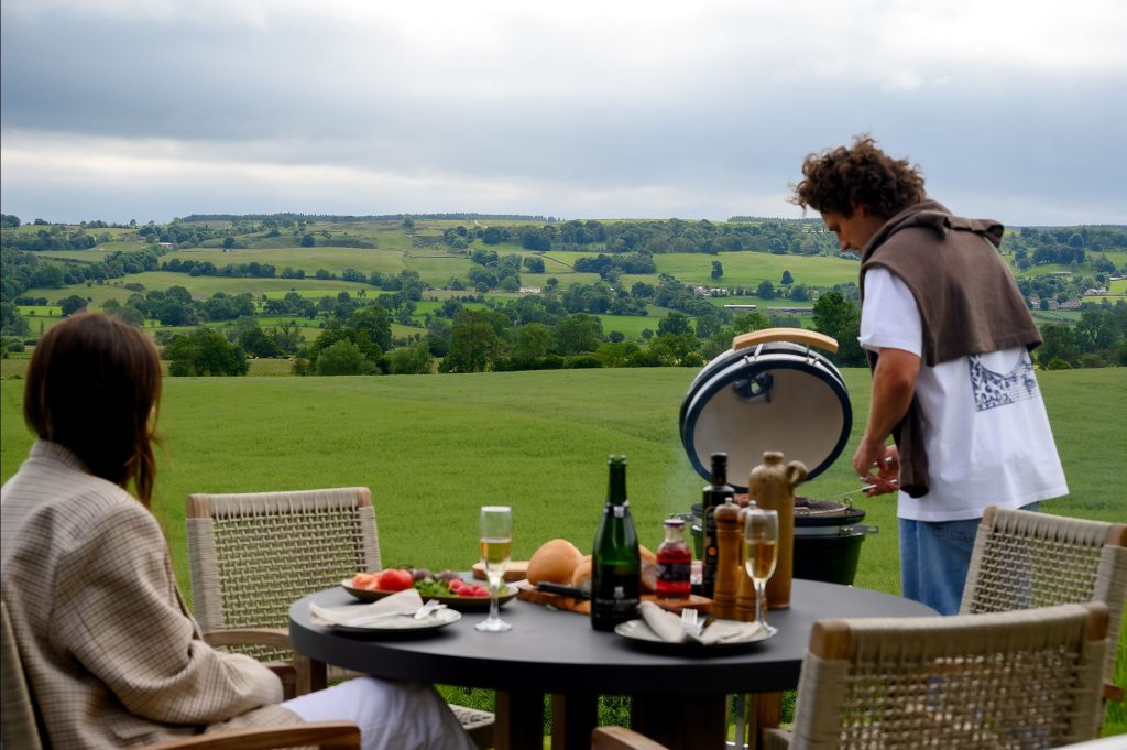 Yorkshire views from the private patio at Greenbank Lodges near Richmond, Yorkshire.