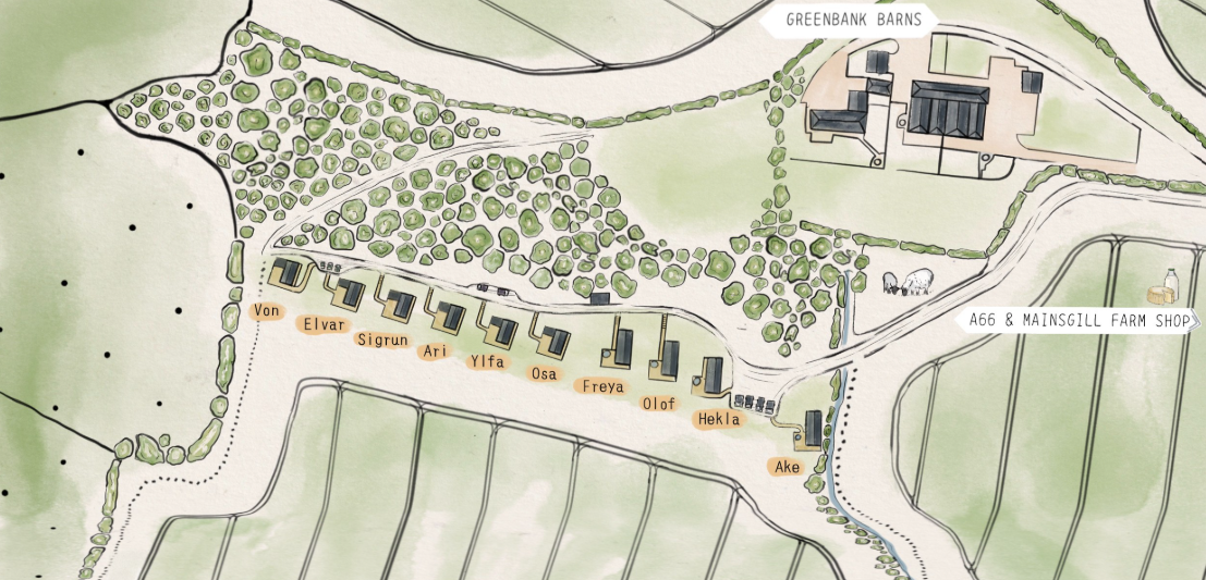 Site map of Greenbank Lodges in North Yorkshire.