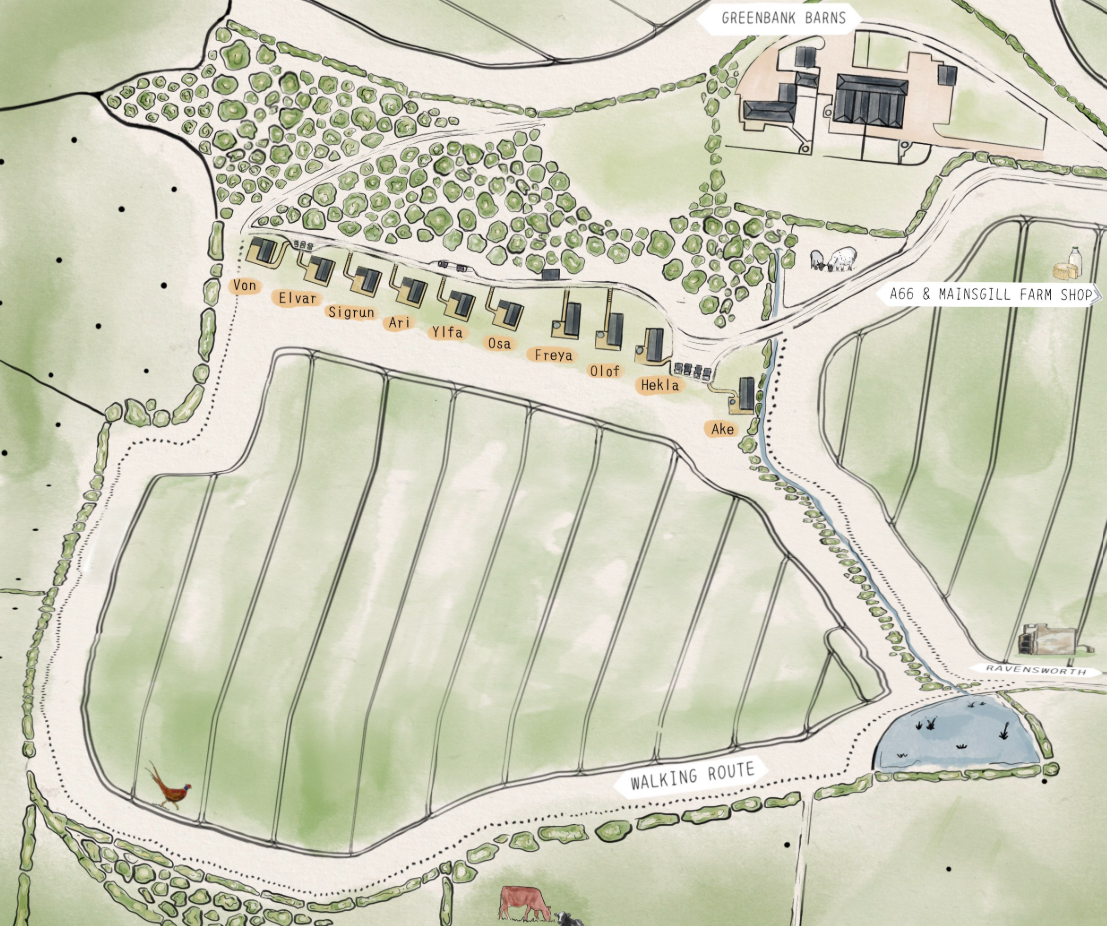 Site map of Greenbank Lodges in North Yorkshire.