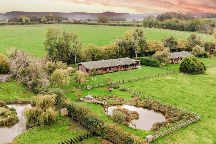 Aerial view of Woodlands lodge at Sun Hill in Yorkshire.